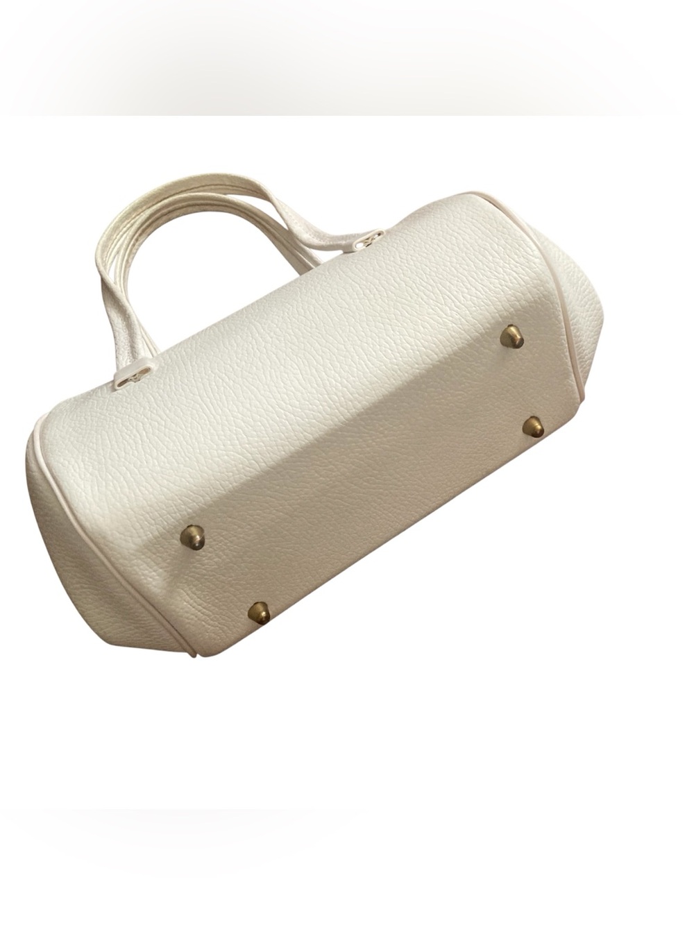 Vintage East-West Handbag with Hinged Metal Frame White - Picture 5 of 6